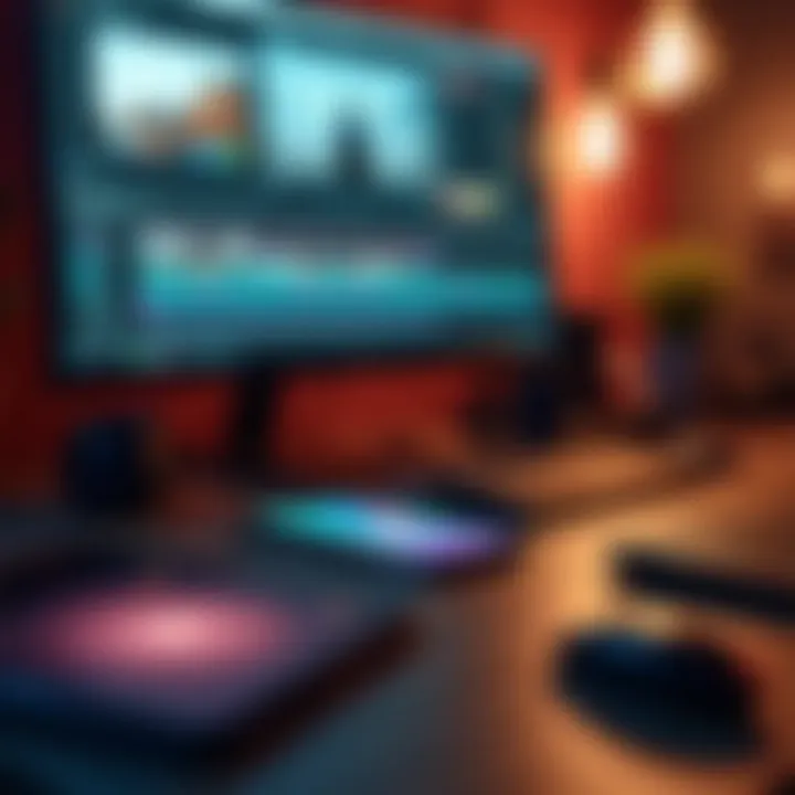 A creative workspace featuring an iPhone and editing tools