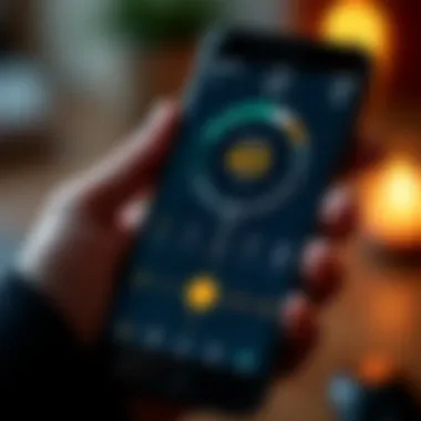 Smartphone Tuning App in Use Close-up of a smartphone displaying a tuning app in action
