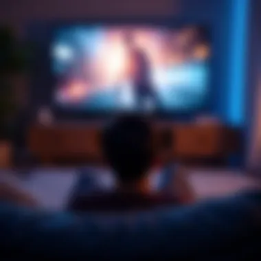 A person enjoying a movie on a large screen connected to an Android box